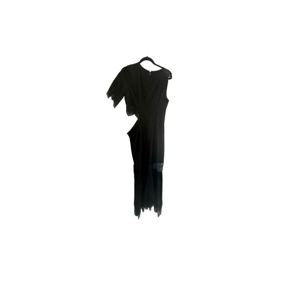 NWT Anthropologie HUTCH Asymmetrical Lac Mix Slip Dress Black Sz M $228 - Picture 4 of 9
